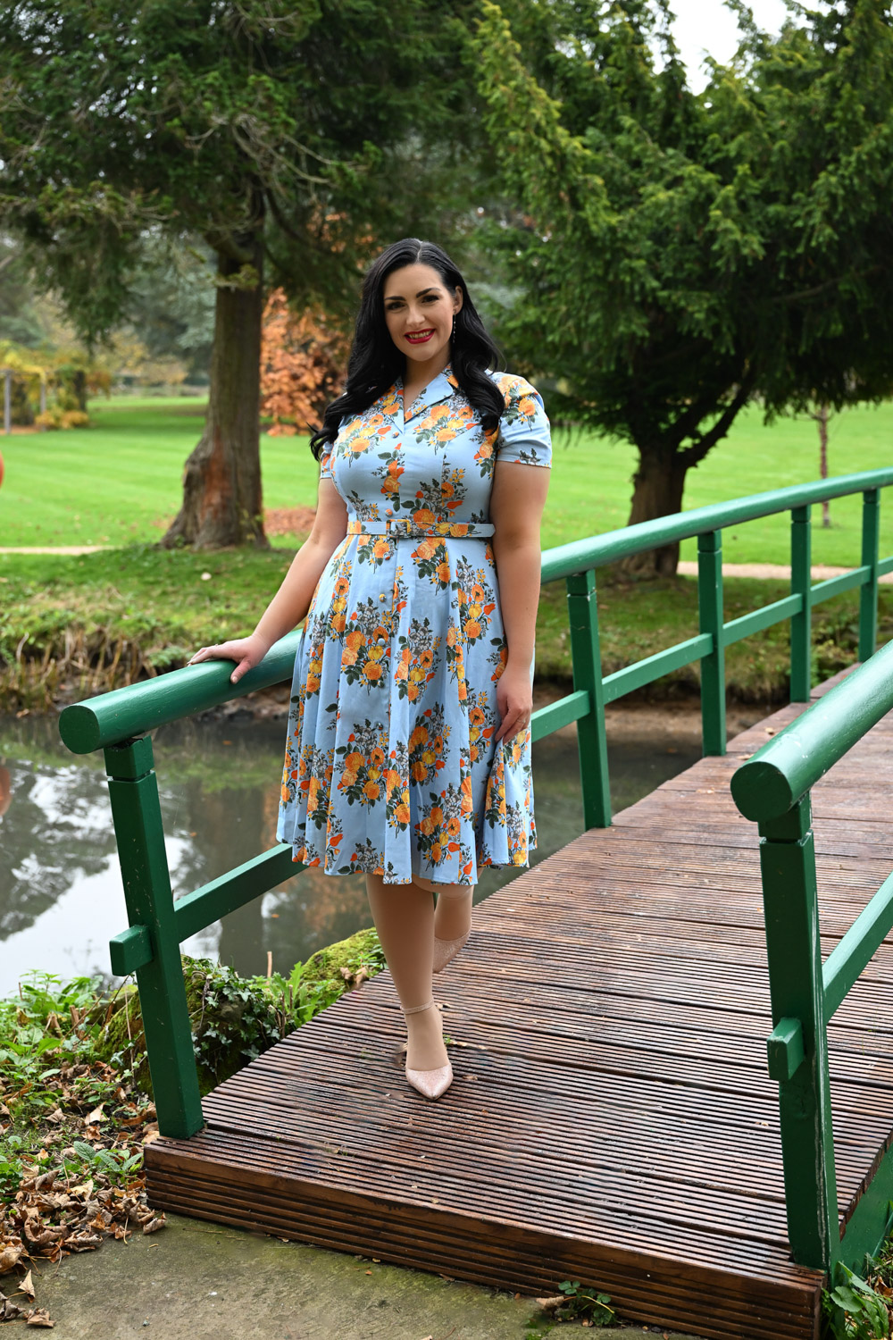 Hallie Floral Swing Dress in Extended Sizing